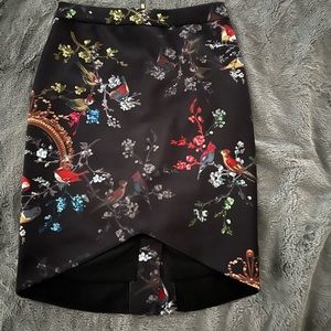 Ted Baker black with beautiful print skirt